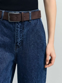 Джинсы широкие с высокой посадкой с ремнём ZR2604092331-103 / Zarina