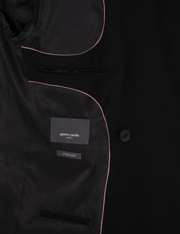 Siyah Ex. Slim Fit %100 Y_n _izgili Tak_m Elbise