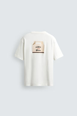 CAMISETA REGULAR FIT BORDADO COMBINADO / Blanco roto
