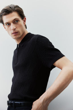 Polo en punto trenzado Slim Fit - H&m фото 4