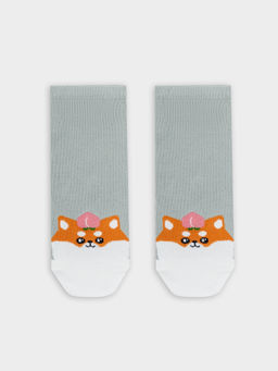 Цена за 5 пар! Носки детские светло-оливковые с рисунком в виде лисички - Mark formelle фото 4