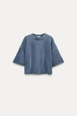 SHORT SLEEVE RIBBED PLUSH SWEATSHIRT - Zara фото 18
