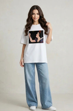 K13597 Футболка OVER SIZE (хлопок) БЕЛЫЙ_01