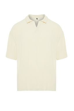 TRENDYOL MAN Limited Edition Siyah Oversize/Genis Kesim Dokulu K?r?smaz Ottoman Polo Yaka T-Shirt TMNSS23PO00020 - Trendyolmilla фото 7
