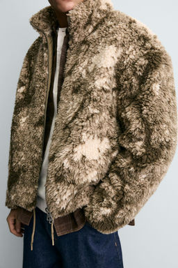 PRINTED FAUX SHEARLING JACKET - Zara фото 5
