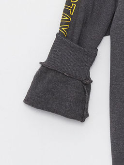 Bask?l? Uzun Kollu Erkek ?ocuk Hoodie - Waikiki фото 2