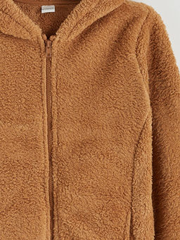 Kap??onlu Pel?? K?z ?ocuk Fermuarl? Sweatshirt