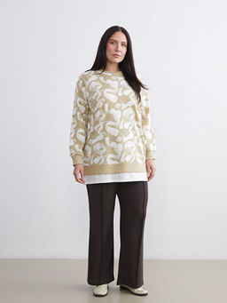 Bisiklet Yaka Desenli Kad?n Sweatshirt Tunik