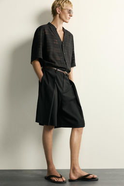 CAMISA SEMITRANSPARENTE JACQUARD CUADROS / Negro