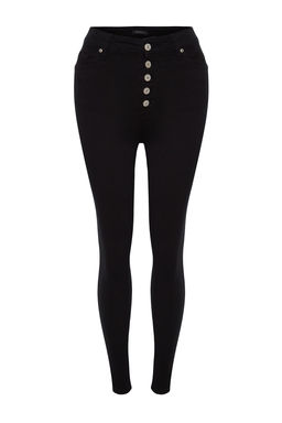 TRENDYOLMILLA Solmayan Siyah Onden Dugmeli Yuksek Bel Skinny Jeans TWOAW24JE00090  фото 6