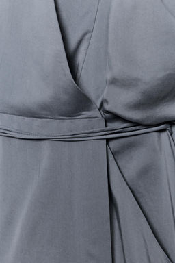 VESTIDO CORTO CRUZADO ZW COLLECTION / Azul / Gris - Zara фото 4