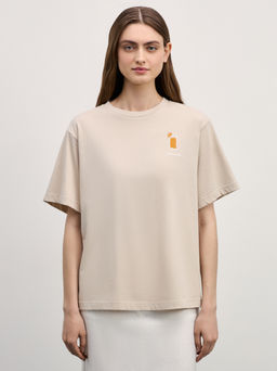 Хлопковая футболка оверсайз с принтом / Zarina фото 3