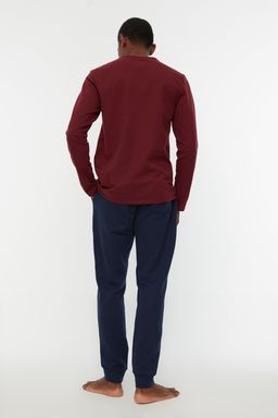 TRENDYOL MAN Bordo Regular Fit Bask?l? Pijama Tak?m? TMNAW22PT0759 - Trendyolmilla фото 9