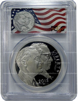 Монета 1 доллар 2015 года W США 75 лет фонду March of Dimes (в слабе PCGS PR70DCAM)