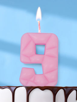 Цена за 3 шт. Свеча для торта «Цифра 9», светло-розовая