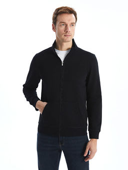 Dik Yaka Uzun Kollu Erkek Fermuarl? Sweatshirt