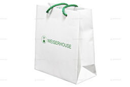 Подарочный пакет белый WEISERHOUSE (22*24*10) с зеленым шнурком  фото 2