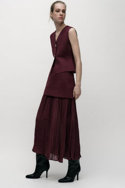 COMBINED PLEATED KNIT SKIRT