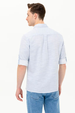 U. S. Polo Assn / Мужская синяя рубашка с длинным рукавом - U.s. polo assn фото 5