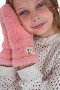 Варежки детские меховые ваниль - Woollamb фото 24