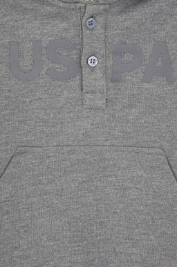 Erkek _ocuk Gri Melanj Kap__onlu Basic Sweatshirt - U.s. polo assn фото 3