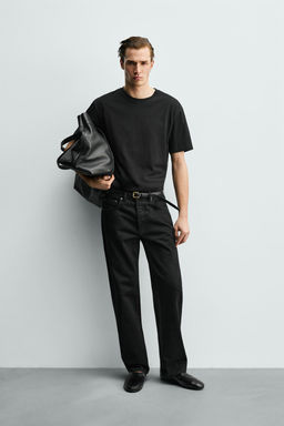 CAMISETA CROPPED FIT ACABADO MERCERIZADO / Negro