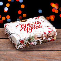 Коробка подарочная новогодняя складная «Акварель», 21×15×5.5 см