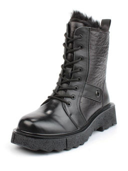 04-YPM5827A BLACK Ботинки зимние женские (натуральная кожа, натуральный мех)