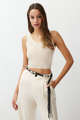 Trendyolmilla Siyah-Ekru Ikili Paket Triko Ince Bluz TWOSS24BZ00579  фото 3