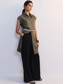 Льняное платье-рубашка с поясом ZR2605012907-13 / Zarina