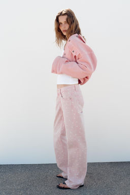 JEANS TRF WIDE LEG TIRO BAJO LUNARES / ?nico