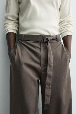 PANTAL?N WIDE FIT CINTUR?N / Gris topo - Zara фото 5