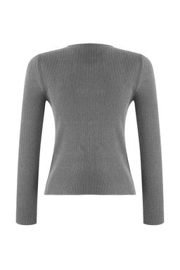 Antrasit Premium/Ozel Iplikli Fitted/Vucuda Oturan Aksesuar Detayl? Triko H?rka TWOAW26HI00201