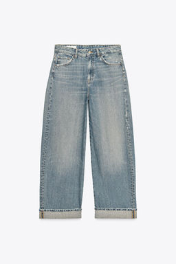 TRF MID-WAIST BAGGY FOLDED JEANS