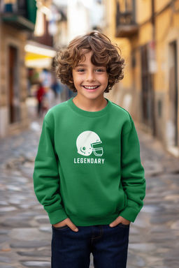 Yesil Unisex Bisiklet Yaka Desenli Orme Sweatshirt TKDAW25SW00005