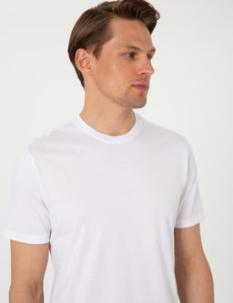 Beyaz Slim Fit Merserize Basic Ti__rt - Pierre cardin фото 9