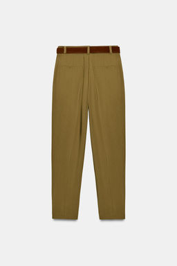 PANTAL?N PINZAS CINTUR?N / Khaki - Zara фото 9