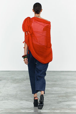 STRIPED FRINGED LINEN BLEND SCARF - Zara фото 3