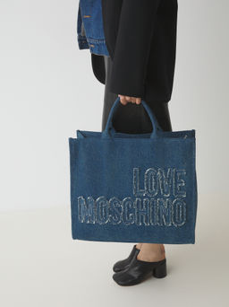 Женский тоут из денима LOVE MOSCHINO DENIM Артикул 4459171, синий  фото 2