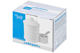 Банка д/соли 500 мл 15,5*10*14,5 см "Айсберг волны" с деревянной ложкой и крышкой