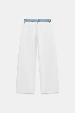 JEANS TRF RECTOS CINTURILLA DOBLE TIRO MEDIO / Blanco