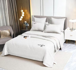 Одеяло MAISON DOR Страйп Сатин с простыней и наволочками L288-86 ГОЛУБОЙ