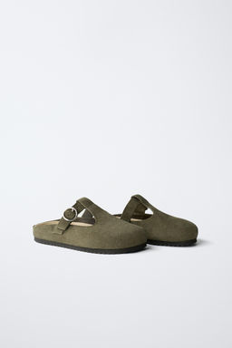 SPLIT SUEDE T-BAR CLOGS - Zara фото 2
