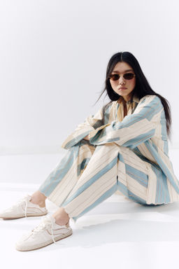Loose-fit poplin trousers - H&m фото 5