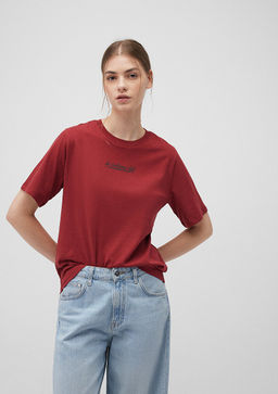 Bask?l? K?rm?z? Tisort