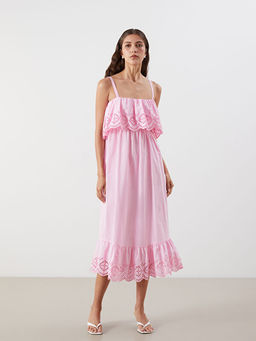 Ajurlu Ask?l? Belden Oturtmal? Poplin Elbise