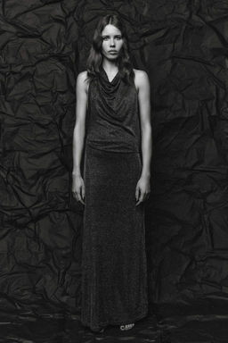 METALLIC THREAD OPEN BACK MAXI DRESS - Zara фото 2