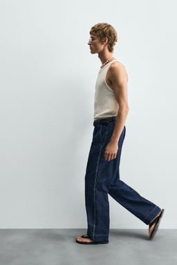 EMBROIDERED STRIPE JEANS - Zara фото 6