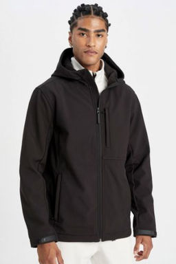 DefactoFit Softshell Mont Su Itici Ruzgara Kars? Koruyan Kapusonlu Fermuarl? Cepli