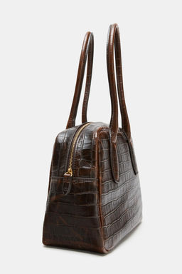 EMBOSSED LEATHER BOWLING BAG - Zara фото 5
